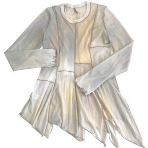 Y2K PETE Mesh Patchwork Tunic Top S Asymmetrical Sheer Fairy Grunge indie